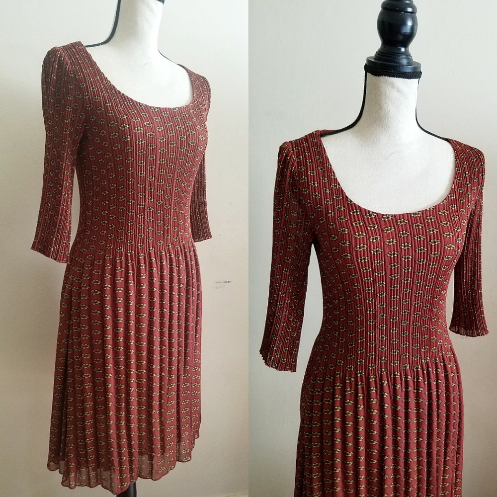 Russett Sunflower Floral Patterned Dress || Adolfo Dominguez || Size 36